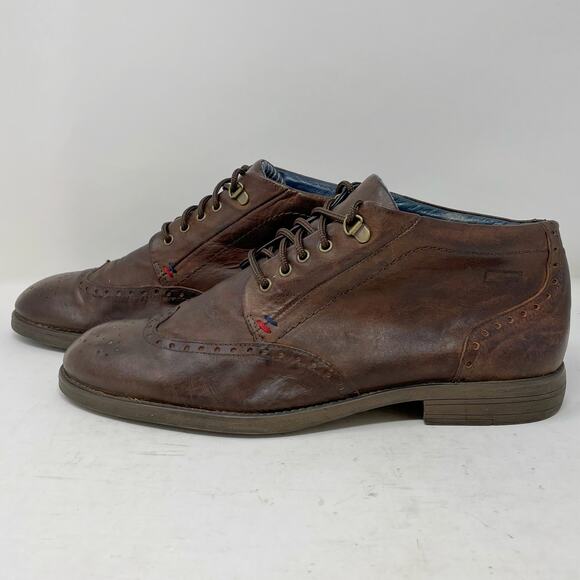 River Woods Brown Leather Oxfords Mid Ankle Boots Mens Size 44 main image 6